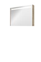 Bewonen Premium spiegelkast met LED verlichting - met 2 houten deur - Raw oak - 100x74cm
