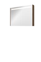 Bewonen Premium spiegelkast met LED verlichting - met 2 houten deur - Cabana oak - 100x74cm