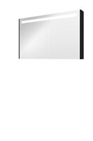 Bewonen Premium spiegelkast met LED verlichting - met 2 houten deur - Mat zwart - 120x74cm