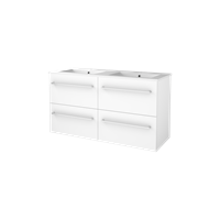 Basic Line 46 badmeubel 120x46cm (2x onderkast 60cm) - opbouwgrepen - 4 laden - porseleinen wastafel met 2 kraangaten - Ice White
