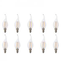 BES LED LED Lamp 10 Pack - Kaarslamp - Filament Flame - E14 Fitting - 4W - Warm Wit 2700K