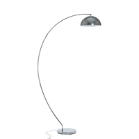 Beliani - Stehlampe Silber Metall 188 cm verchromt runder Schirm langes Kabel mit Schalter Bogenlampe Industrie Look - Silber