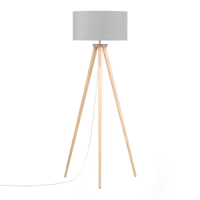 beliani Stilvolle Stehlampe Lampenschirm aus Poly-Baumwolle Eichenholz grau Nitra - Grau