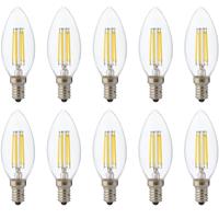 BES LED LED Lamp 10 Pack - Kaarslamp - Filament - E14 Fitting - 4W Dimbaar - Warm Wit 2700K