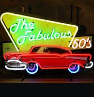 The Fabulous 50's Rode '57 Chevy Neon Neon Verlichting Met Achterplaat 70 x 50 cm