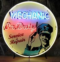 Fiftiesstore Mechanic On Duty Service & Repair Neon Verlichting - 60 x 60 cm