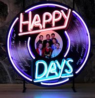 Fiftiesstore Happy Days Neon Verlichting Met Achterplaat - 60 x 60 cm