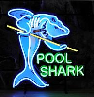 Fiftiesstore Pool Shark Neon Verlichting Met Achterplaat - 68 x 68 cm