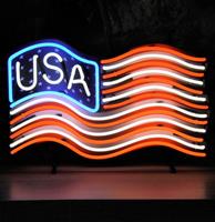Fiftiesstore USA Amerikaanse Vlag Neon Verlichting 64 x 40 cm