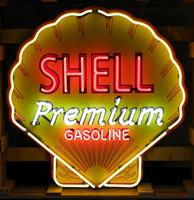 Fiftiesstore Shell Premium Gasoline Logo Neon Verlichting Met Achterplaat XL 100 x 100 cm