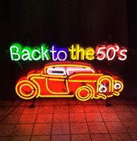 Fiftiesstore Back to the Fifties Hot Rod Neon Met Achterplaat 81 x 48 cm