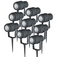 V-TAC Set van 9 LED aluminium prikspots 12 Watt 720 lumen 4000K IP65 waterdicht antraciet