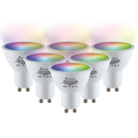 Homeylux Set van 6 GU10 38° SMART LED Lampen RGBWW Wifi+BLE 5.5 Watt 345lm Dimbaar