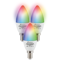 Homeylux Satz von 3 E14 SMART LED Lampe RGBWW Wifi & Bluetooth 5,5 Watt 470lm C37 Dimmbar & Steuerbar via App