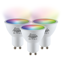 Homeylux Set van 3 GU10 38° SMART LED Lampen RGBWW Wifi+Bluetooth 5.5 Watt 345lm Dimbaar