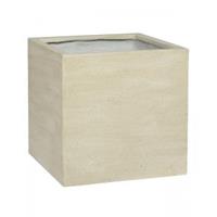 Pottery Pots Cement Cube M Vertical Beige Washed 40x40x40 cm Ficonstone vierkante plantenbak