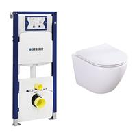 Geberit UP320 toiletset met Saniclear Itsie mat witte toiletpot randloos met softclose zitting