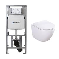 Plieger Isar toiletset met Saniclear Itsie mat witte toiletpot randloos met softclose zitting