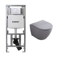 Plieger Isar toiletset met Saniclear Itsie mat grijze toiletpot randloos met softclose zitting