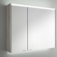 Muebles Ally spiegelkast met verlichting bovenkant 83x66cm grijs eiken