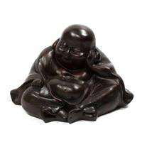 Spiru Happy Boeddha Beeld Polyresin Zwart - 13 x 10 x 9 cm