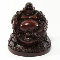 Spiru Happy Boeddha Beeld Polyresin Rood - 12 x 10 cm