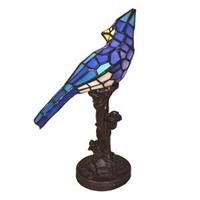 Clayre&Eef Tischleuchte 5LL-6102BL Vogel, blau Tiffany-Stil