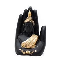 Spiru Boeddha in Hand met Goudkleur (15 cm)
