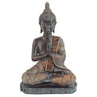 Spiru Thaise Boeddha Beeld Mediterend Polyresin Zwart - 15 x 10 x 23 cm