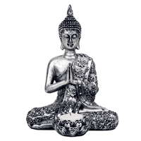 Spiru Boeddha met Kaarshouder Zilverkleurig (20,5 cm)