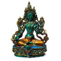 Spiru Tara Boeddha Beeld Groene Tara - 15 x 12 x 8 cm
