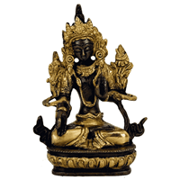 Spiru Tara Boeddha Beeld Witte Tara Goudkleurig - 13 cm