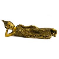 Spiru Thaise Boeddha Beeld Liggend Polyresin Goudkleurig - 35 x 8 cm