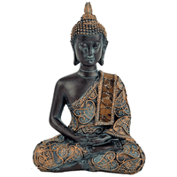 Spiru Thaise Boeddha Beeld Mediterend Polyresin Zwart - 10 x 6 x 15 cm