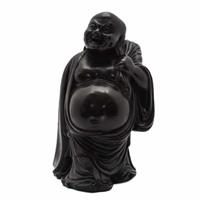 Spiru Happy Boeddha Beeld Polyresin Zwart - 17 cm