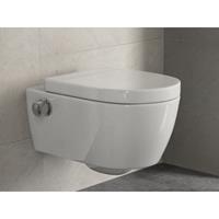SSWW Taharet WC mit Armatur und abnehmbarer Softclose Sitz Dusch-WC Hänge-WC Toilette mit Bidet-Funktion Hygienisch Shattaf Alpha Unterspülrand - 