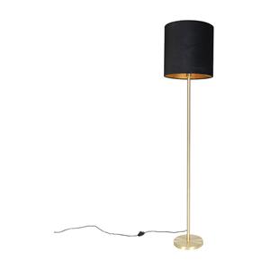 QAZQA Klassische Stehlampe Messing mit schwarzem Schirm 40 cm - Simplo