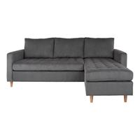 Hioshop Firenze Chaise longue bank fluweel, grijs.