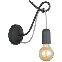 Lucande Jorna wandlamp in zwart, kabel grijs
