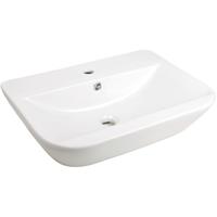AQUASU '  Handwaschbecken leNado, 60 cm breit, Waschtisch in eckiger Form, Waschbecken in weiß - 