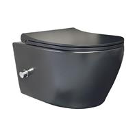 ALONI Spülrandloses Schwarz Hänge WC Taharet Bidet Dusch-WC und integrierter Kalt- und Warmwasserarmatur