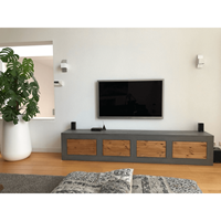 Steigerhouttrend Betonlook TV meubel Sylva met houten front