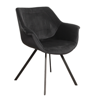 Steigerhouttrend Ray arm chair velvet - zwart