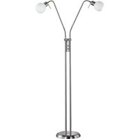 BES LED Led Vloerlamp - Trion Frudo - 8w - E14 Fitting - Warm Wit 3000k - 2-lichts - Rond - Mat Nikkel - Aluminium