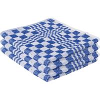 6x Handdoek Blauw Met Blokmotief 50 X 50 Cm - Huishoudtextiel - Keukendoek / Handdoekjes