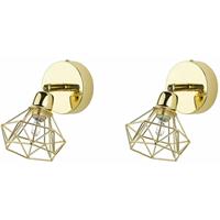 beliani Wandleuchte Gold Metall 2er Set verstallbar Diamant Form Industrie Look Moderne Wandlampe - Gold