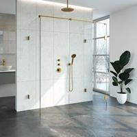 Saniclass Create Inloopdouche XL 160x200x90cm profielloos met antikalk en 8mm veiligheidsglas Goud geborsteld 4JC6-90x160u