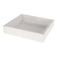Houten kaarsenbord/plateau vierkant white wash 20 x 20 cm -