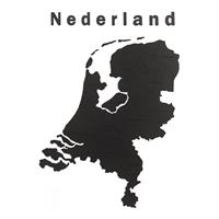 Mimi Innovations Luxe Houten Landkaart uurdecoratie - Nederland - 92x69 Cm/36.2x27.2 Inch - Zwart