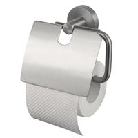 Kosmos Toilettenpapierhalter mit Klappe 14,3x5x12,9cm Edelstahl-Optik - RVS-Look - Haceka